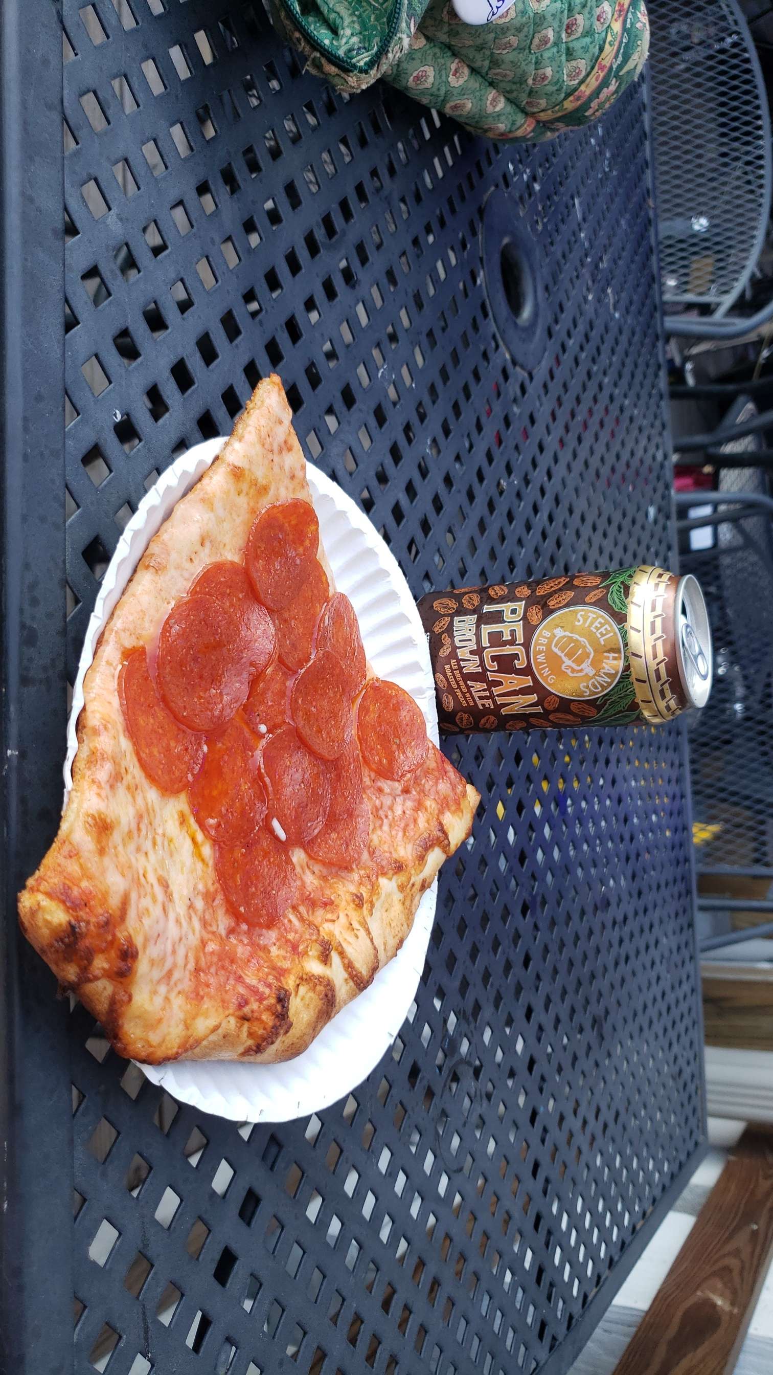 blue pizza with beer